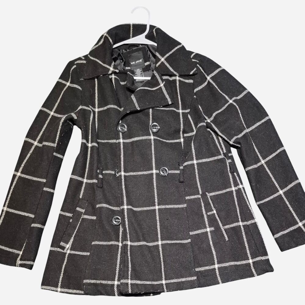 Me-jane Women's Black and White Peacoat Size L